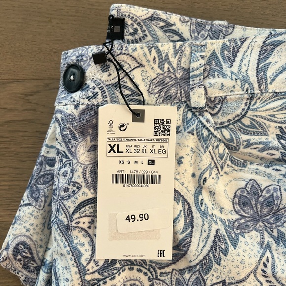NWT Zara Straight Cut Printed Pants in Blue/White - Ref. 1478/029 - Picture 4 of 11